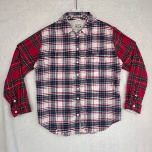 American Eagle Outfitters Plaid Flannel Shirt Womens Size Small Contrast Sleeves